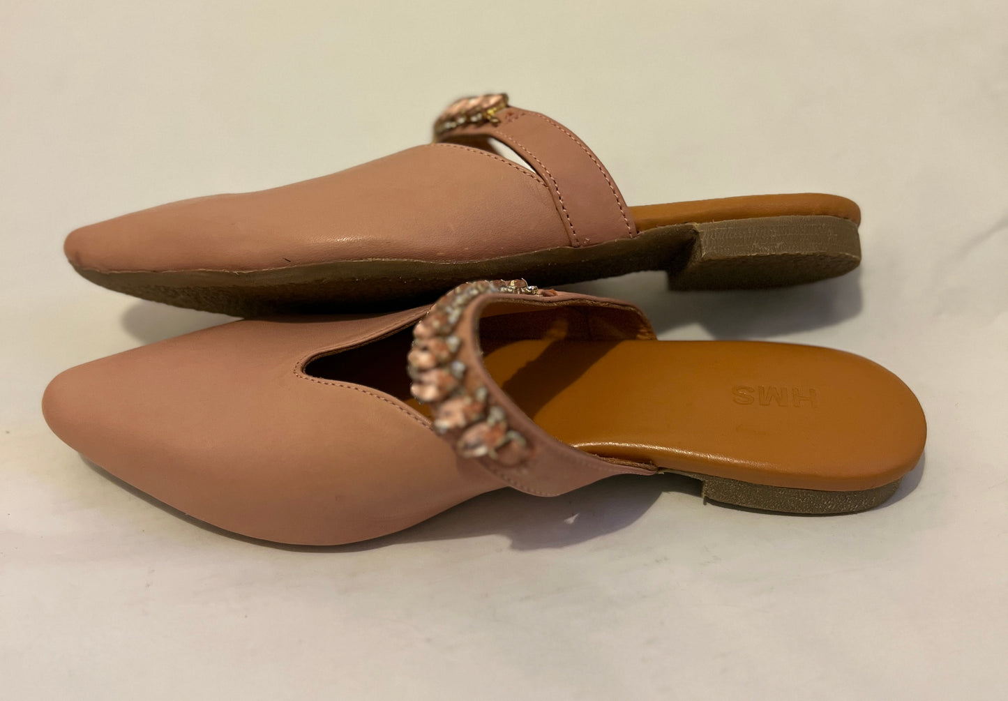 Pointed-Toe Mules with Stone Embellishments