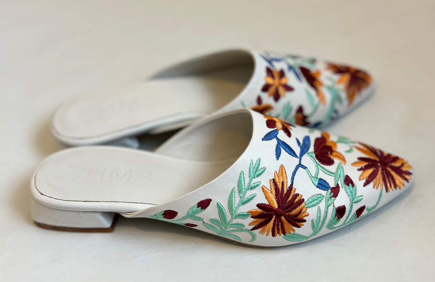 Handcrafted Floral Embroidered Loafer Mules