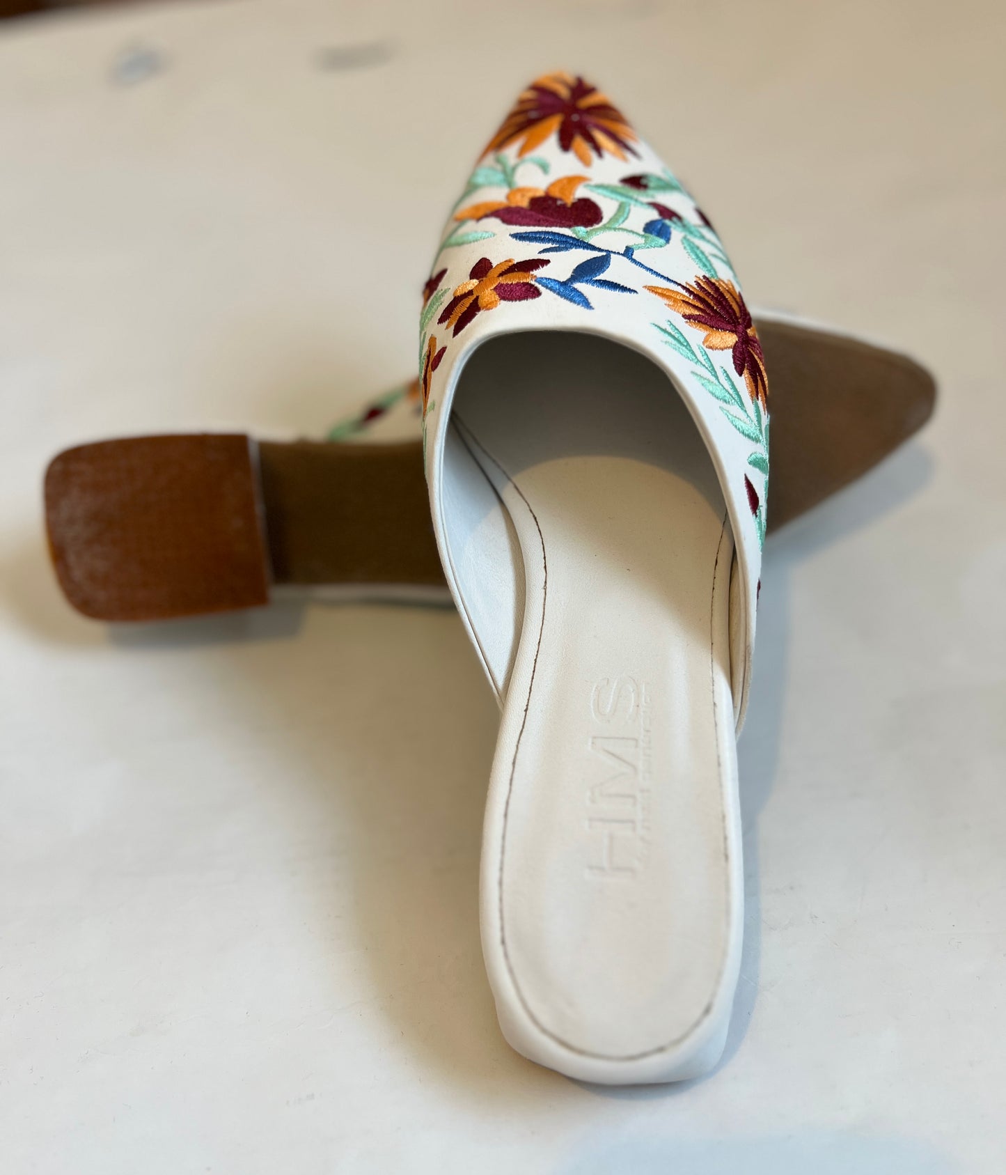 Handcrafted Floral Embroidered Loafer Mules