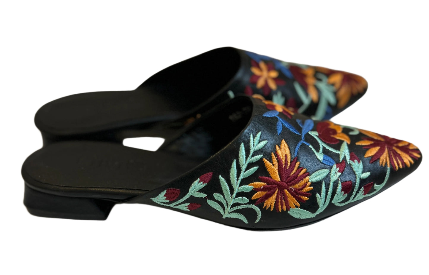 Handcrafted Floral Embroidered Loafer Mules