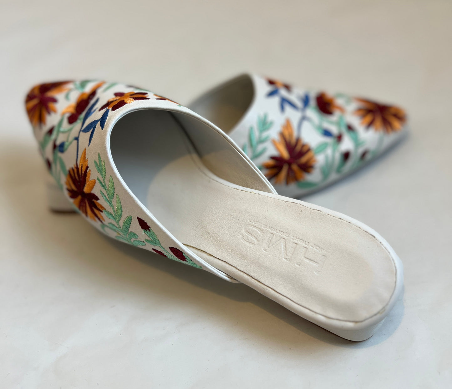 Handcrafted Floral Embroidered Loafer Mules